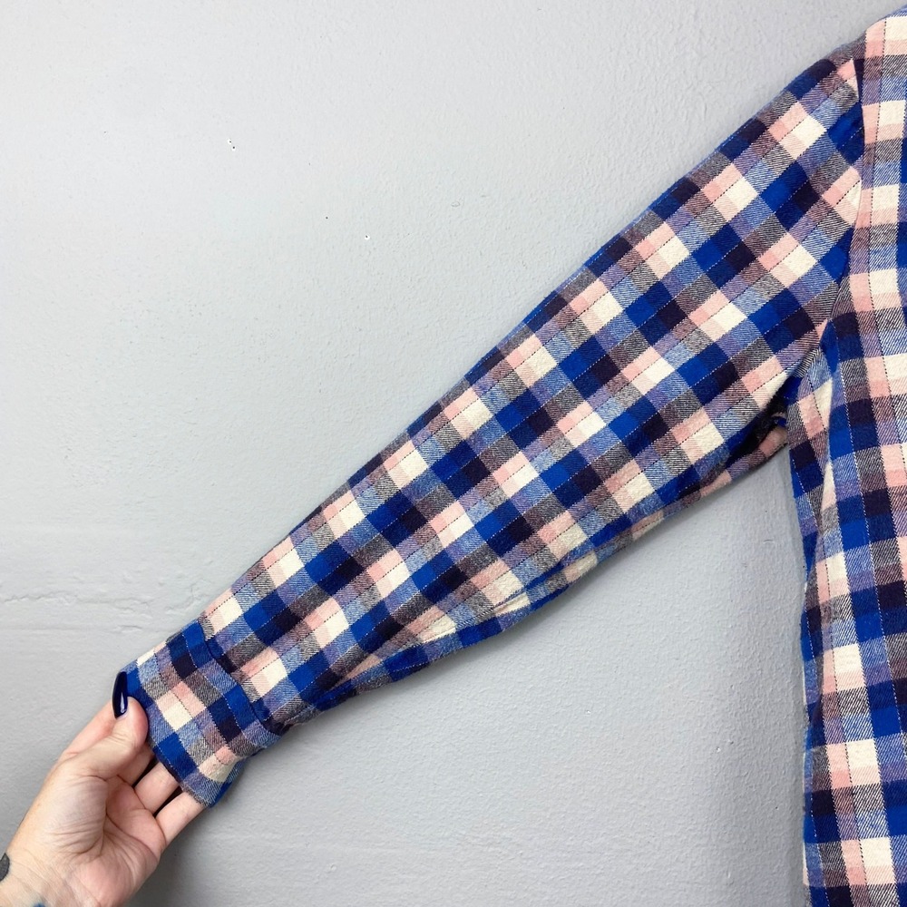 Madewell Flannel Sunday Shirt Size S Button Up Blue Pink Plaid Cabincore Western - Picture 6 of 15